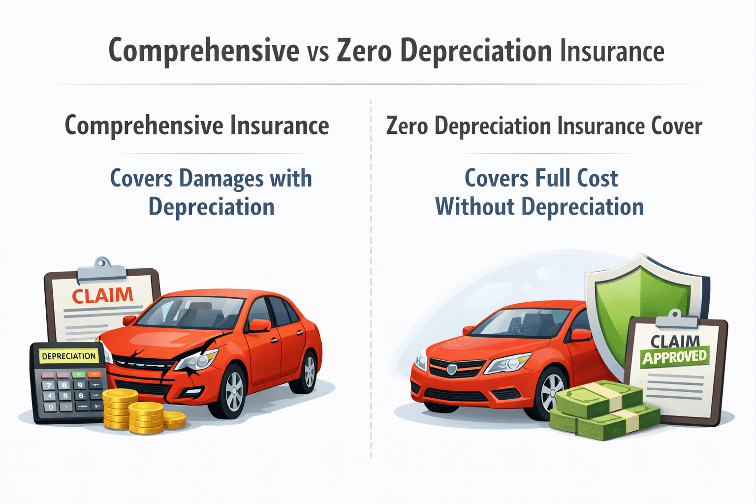 Difference between comprehensive and zero depreciation insurance cover